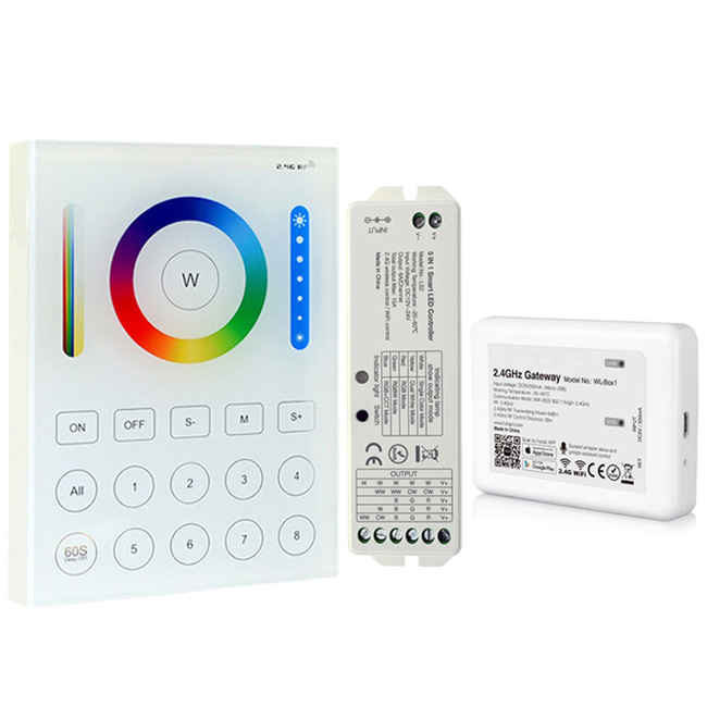 WiFi RGB CCT LED Controller Kit, Multi Zone, Wall Mount