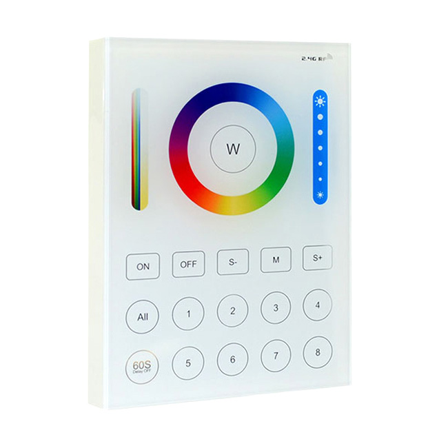 RGBW LED Controller Remote, Wall Mount, 8 Zone