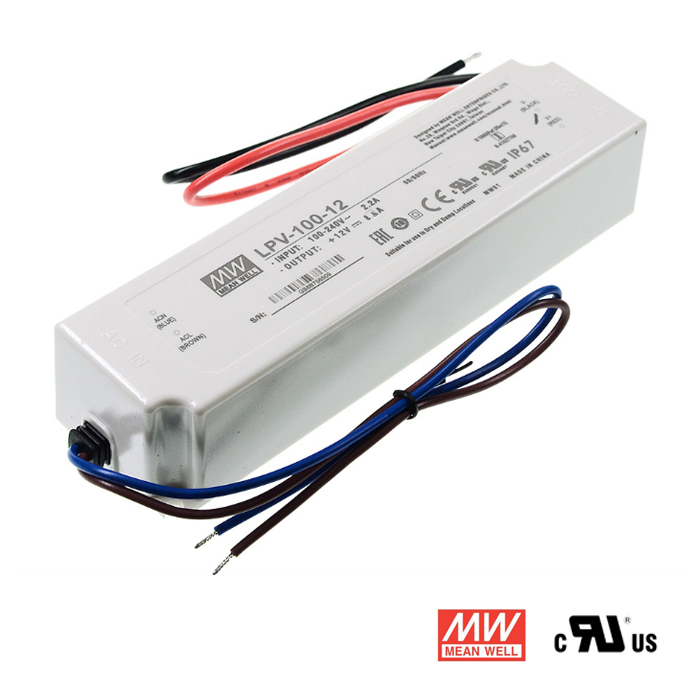 12V 8.5A 100Watt Waterproof LED Power Supply, Mean Well LPV-100-12
