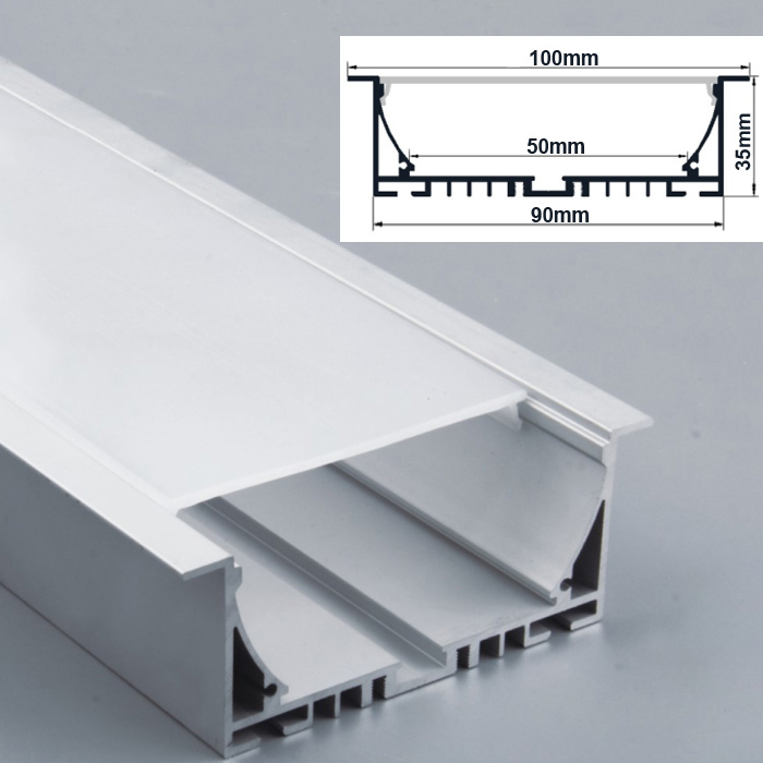 LED Recessed Channel with diffuser for LED Strip, 2.4 M (94 in), WX35