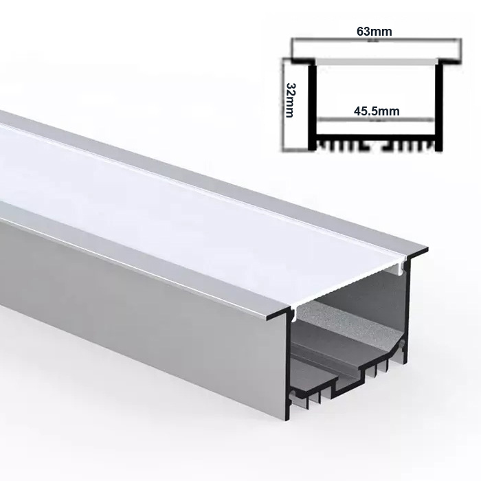 LED Recessed Channel with diffuser for LED Strip, 2.4 M (94 in), W32
