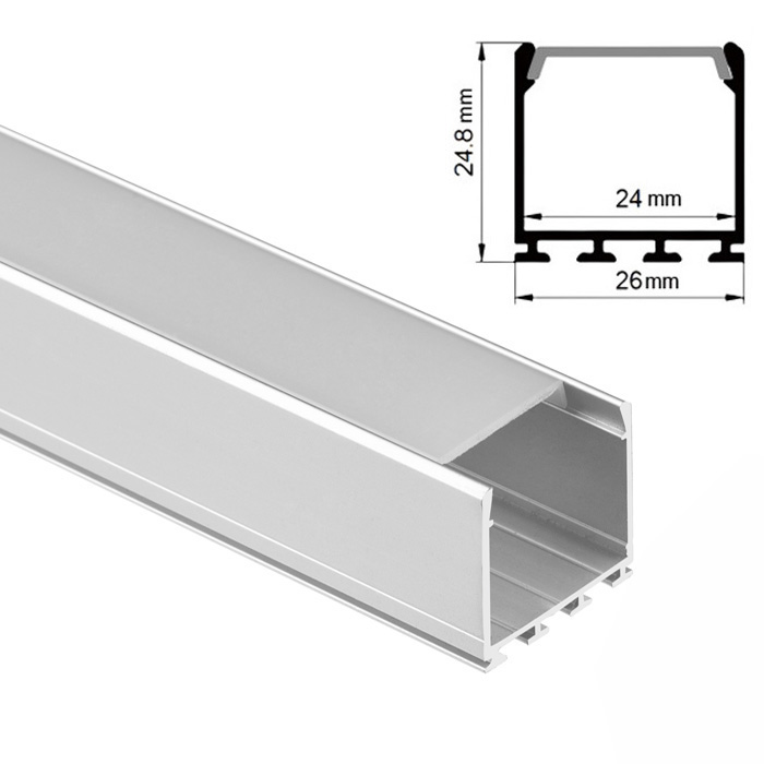 LED Strip Channel with Diffuser, 2.4 M (94 in), M25