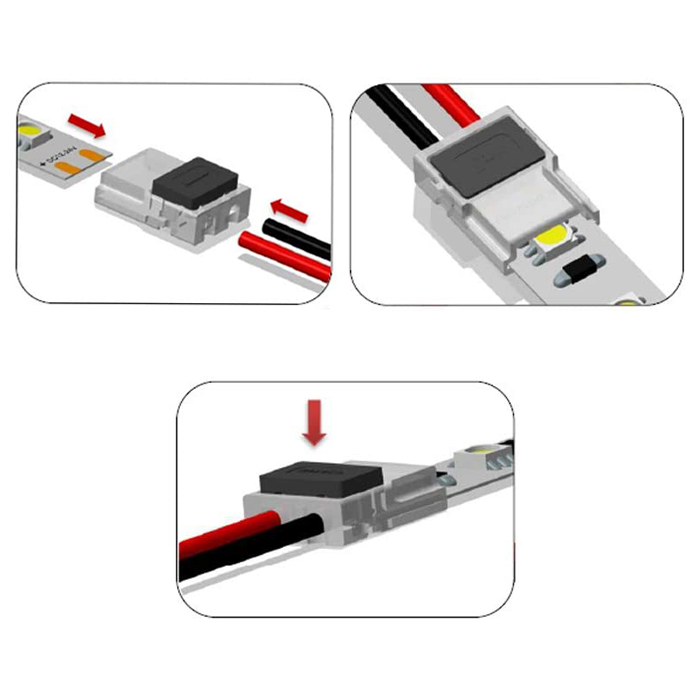 2 Pin LED Strip Connector, Super Slim Low Profile