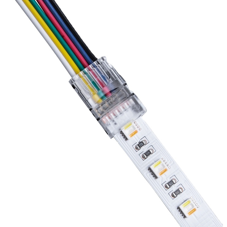 6 Pin RGB CCT Tunable White LED Strip Connector Hippo - Strip to Wire