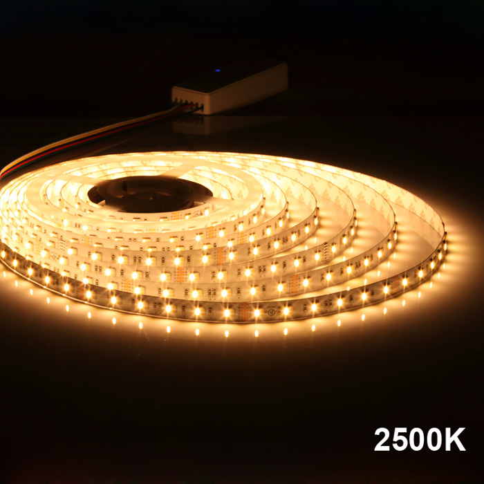 5050 24V RGB CCT Tunable White 2400K-6500K LED Strip Light, 60/m, 5m Reel