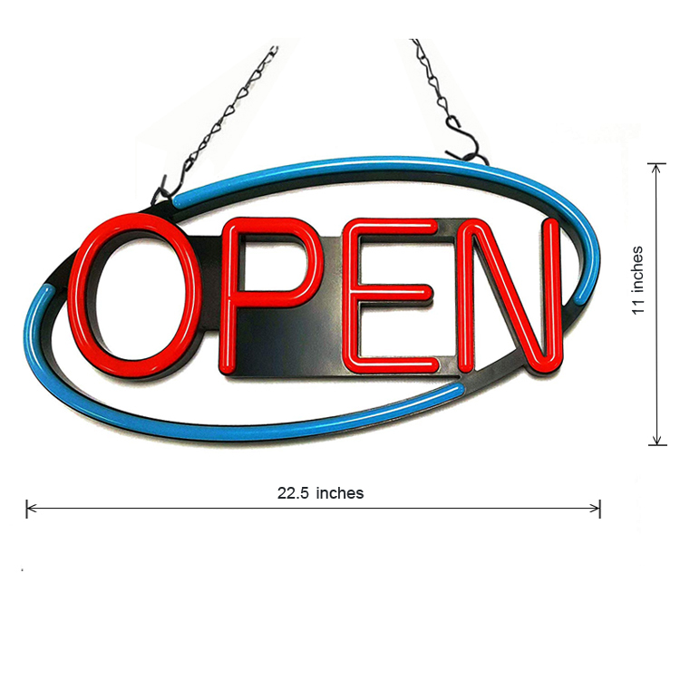 Large Electric Flashing LED Neon Open Sign, Oval Blue and Red 22\