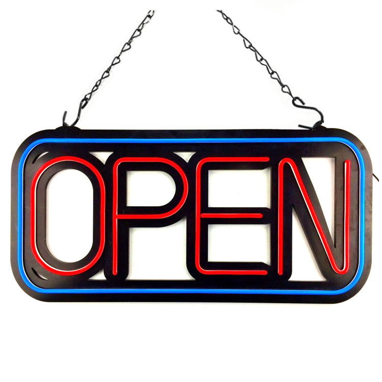 Extra Large Electric LED Neon Open Sign for Business, Rectangle 31"x 15"