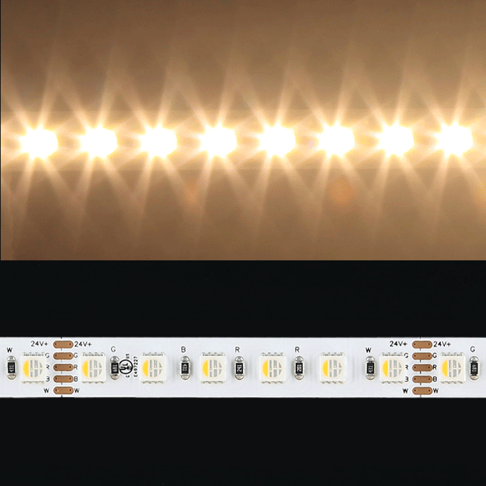 Highly Bright RGB+Warm White 2700K Multi Color LED Strip Light, 84/m, 4m Reel