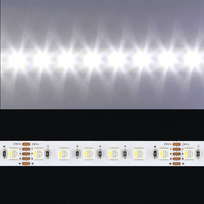 Highly Bright RGB+Cool White 6500K Multi Color LED Strip, 84/m, 4m Reel